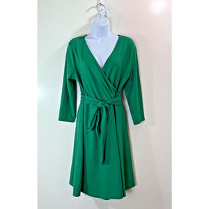Land's End Women’s Tie Waist Dress Size M P Kelly Green Vibrant Wedding Business